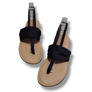 Torrid Fabric T-Strap Sandal In Black Size Women's 9 Wide Width